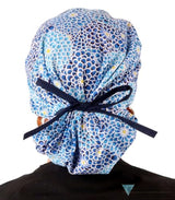 Sparkling EARTH Banded Bouffant Ponytail Surgical Scrub Working Cap and Built in Sweatband 100% Cotton Made in The USA!