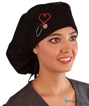 Sparkling EARTH Big Hair Ponytail Surgical Scrub Working Cap with Built in Sweatband 100% Cotton Made in The USA! Big