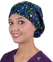 Sparkling EARTH Euro Style Riley Medical Scrub Caps Flat Front and Roomy Back Adjustable Cord Lock Closure Made in USA!