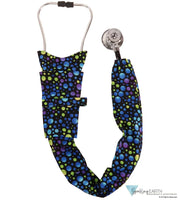 Stethoscope Cover - Blue, Green & Purple Dots on Black - Sparkling EARTH