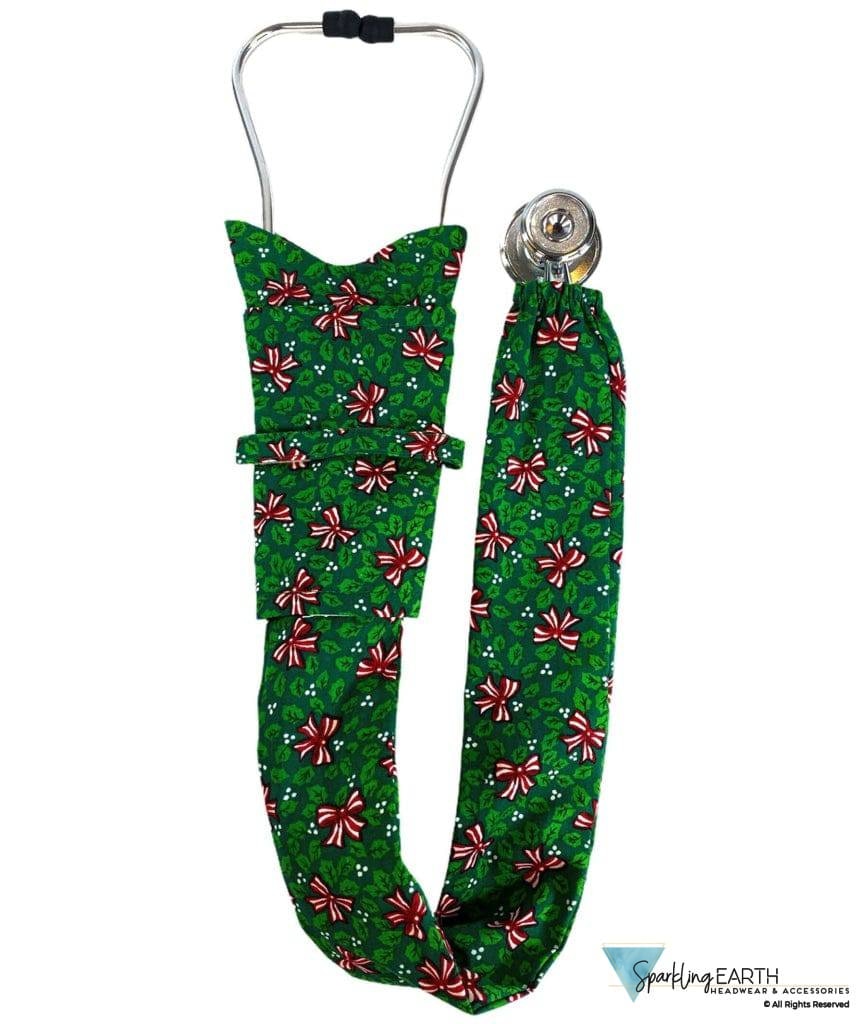 Stethoscope Cover - Christmas Bows On Green Covers