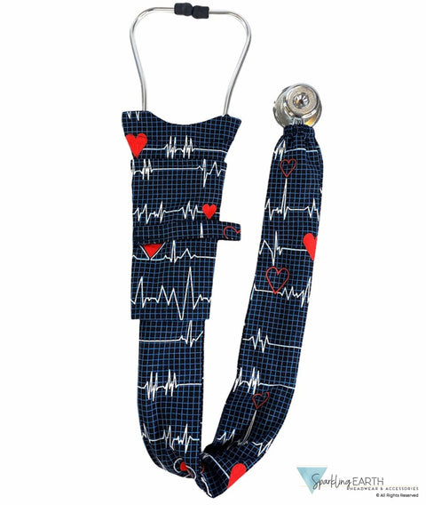 Stethoscope Cover - Heartbeats on Navy - Stethoscope Covers - Sparkling EARTH