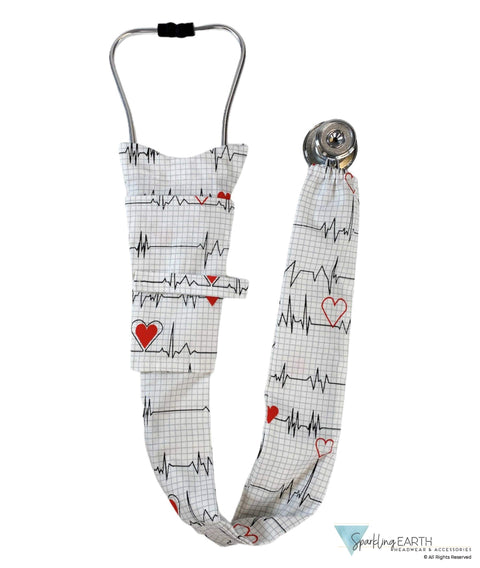 Stethoscope Cover - Heartbeats on White - Stethoscope Covers - Sparkling EARTH