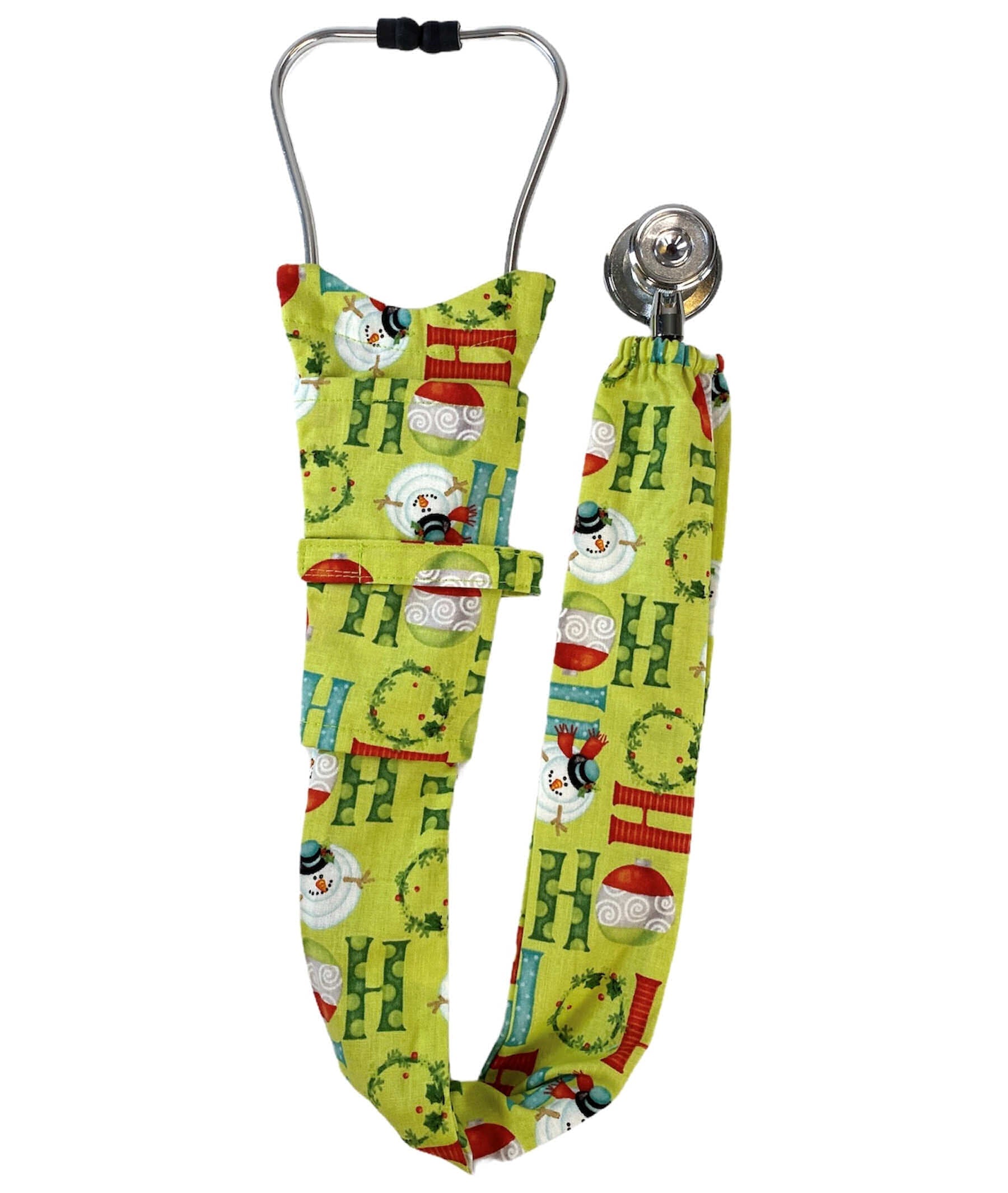 Stethoscope Cover – HO HO HO Christmas on Lime Green Main Image
