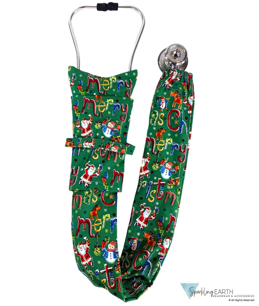 Stethoscope Cover - Merry Christmas On Green Covers