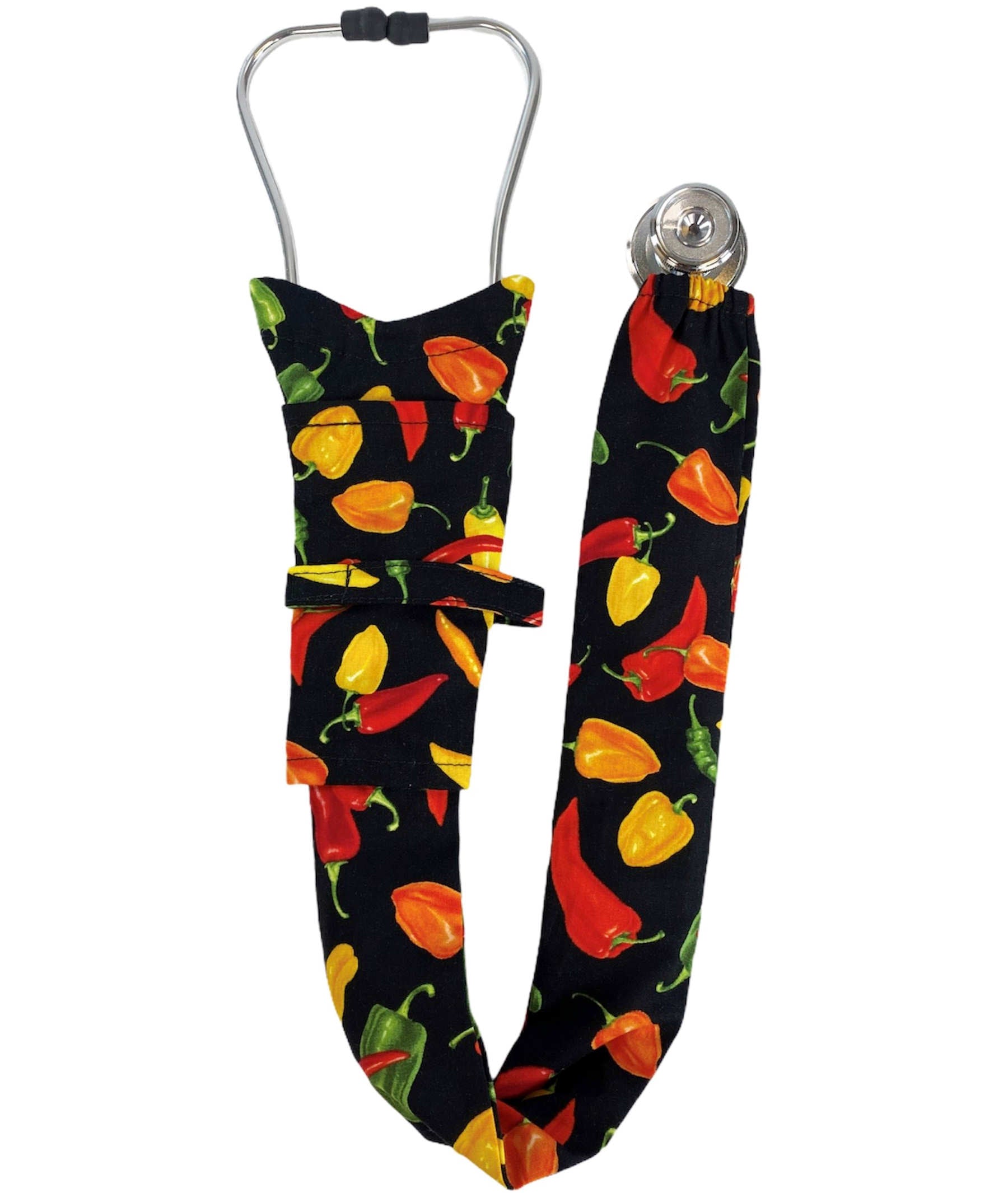 Stethoscope Cover –  Mixed Chili Peppers on Black Main Image