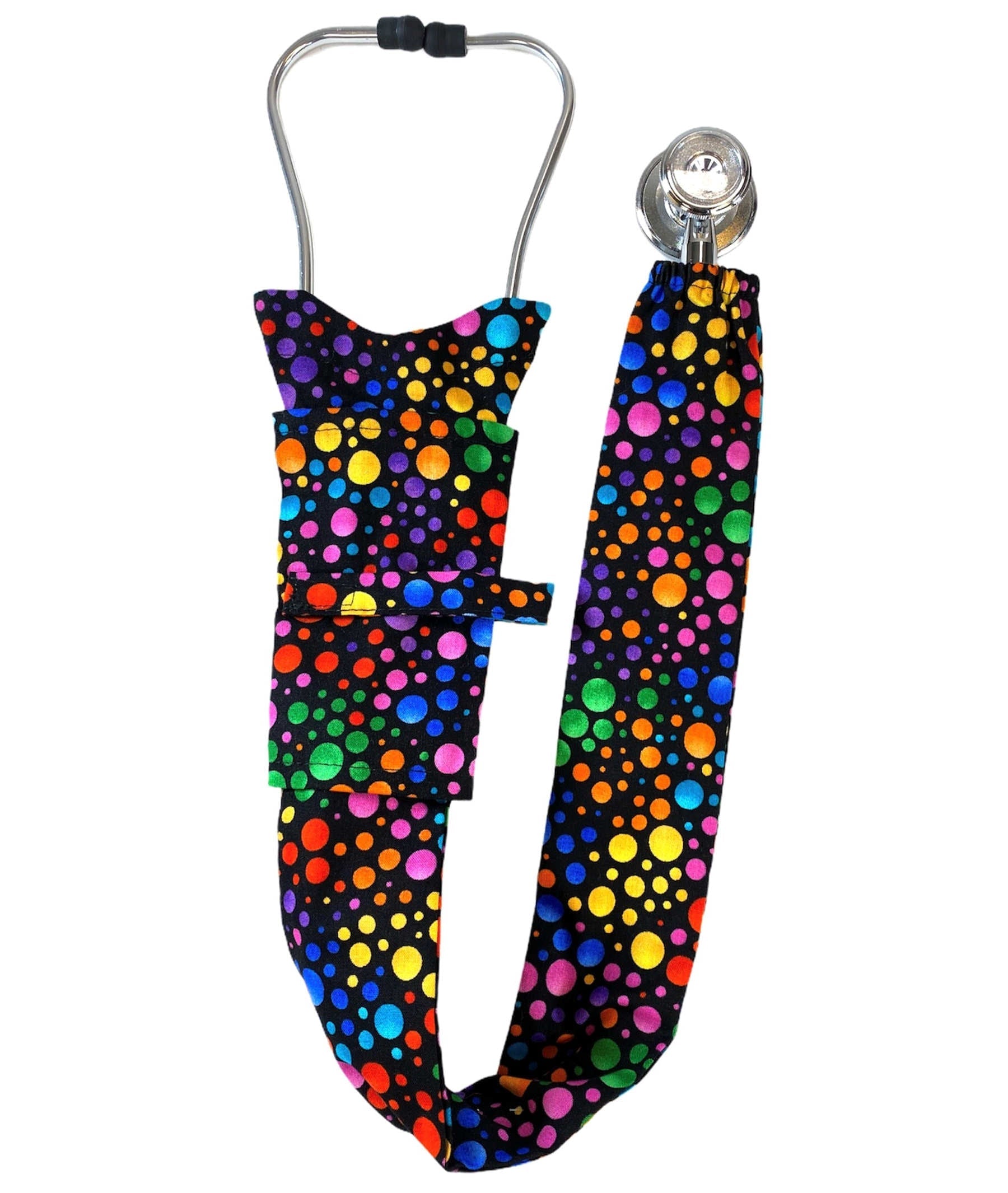 Stethoscope Cover – Multi Color Dots on Black Main Image
