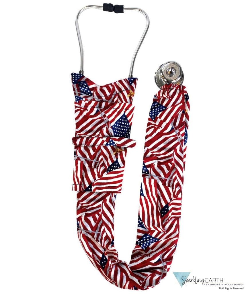 Stethoscope Cover - Small Tossed Us Flag #2 Covers