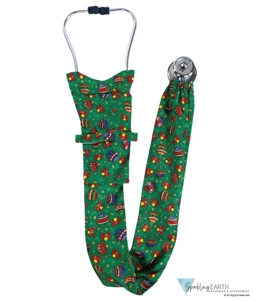 Stethoscope Cover – Christmas Decorations on Green Main Image