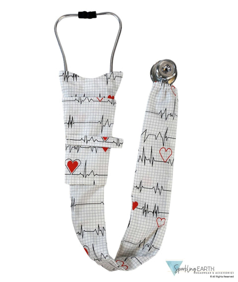 Stethoscope Cover – Stylish Durable & Made in USA - Heartbeats on White Stethoscope Covers