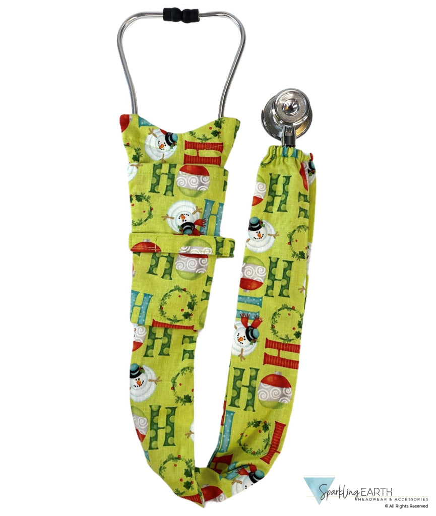 Stethoscope Cover – HO HO HO Christmas on Lime Green Main Image