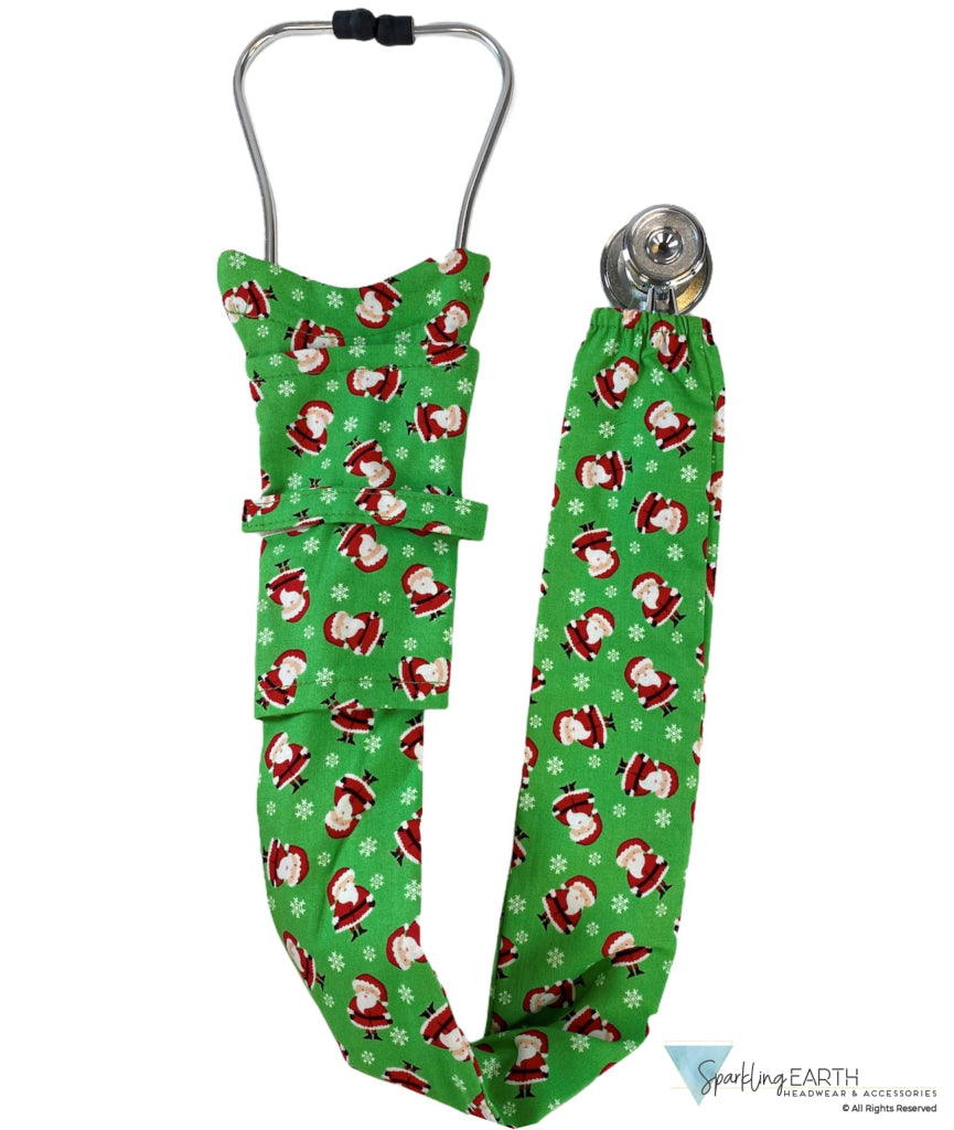 Stethoscope Cover – Mini Santas on Green Main Image