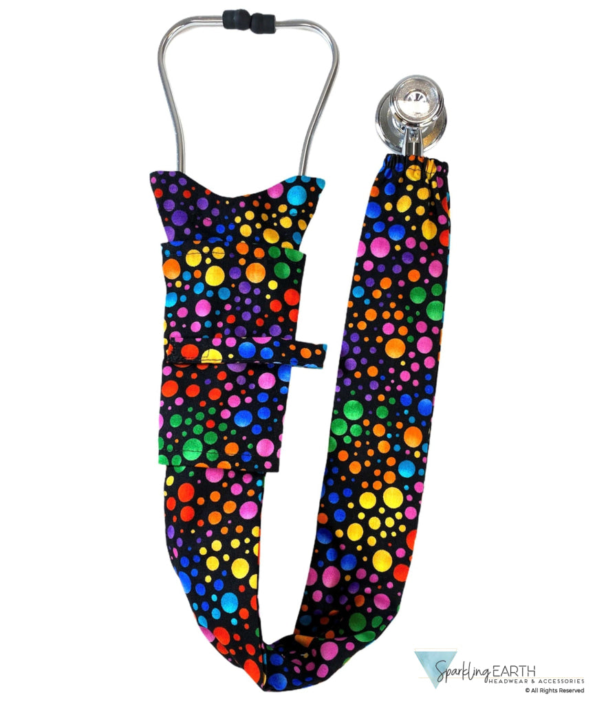 Stethoscope Cover – Multi Color Dots on Black Main Image