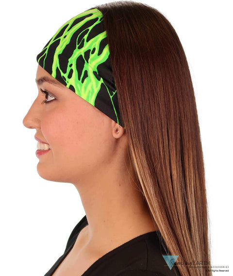 Stretch Headband - Green Lightning on Black - Stretch Headbands - Sparkling EARTH