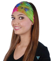 Stretch Headband - Multi Tie Dye Orange, Red & Blue - Sparkling EARTH