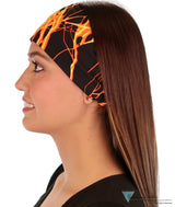 Stretch Headband - Orange & Yellow Lightning on Black - Stretch Headbands - Sparkling EARTH