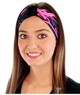Stretch Headband - Pink Lightning On Black Headbands