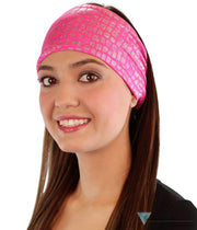 Stretch Headband - Small Silver Squares on Hot Pink - Stretch Headbands - Sparkling EARTH