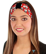 Stretch Headband - White Skulls on Red - Stretch Headbands - Sparkling EARTH