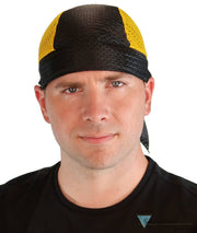 Stretch Mesh Skull Cap - Yellow And Black Caps