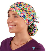 Stylish American Made Banded Bouffant Ponytail Scrub Cap - Carousel of Color Banded Bouffant Surgical Scrub Caps