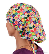 Stylish American Made Banded Bouffant Ponytail Scrub Cap - Carousel of Color Banded Bouffant Surgical Scrub Caps