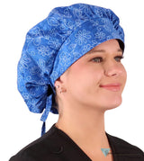 Stylish American Made Banded Bouffant Ponytail Scrub Cap - Flutter and Flora Banded Bouffant Surgical Scrub Caps
