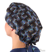 Stylish American Made Banded Bouffant Ponytail Scrub Cap - Gold Metallic Chromadots Banded Bouffant Surgical Scrub Caps