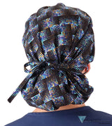 Stylish American Made Banded Bouffant Ponytail Scrub Cap - Gold Metallic Chromadots Banded Bouffant Surgical Scrub Caps