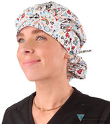 Banded Bouffant Ponytail Scrub Cap - Hope & Healing on White Banded Bouffant Surgical Scrub Caps