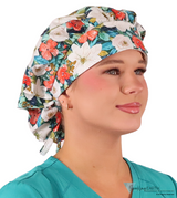 Stylish American Made Banded Bouffant Ponytail Scrub Cap - Lush Winter Foliage Banded Bouffant Surgical Scrub Caps