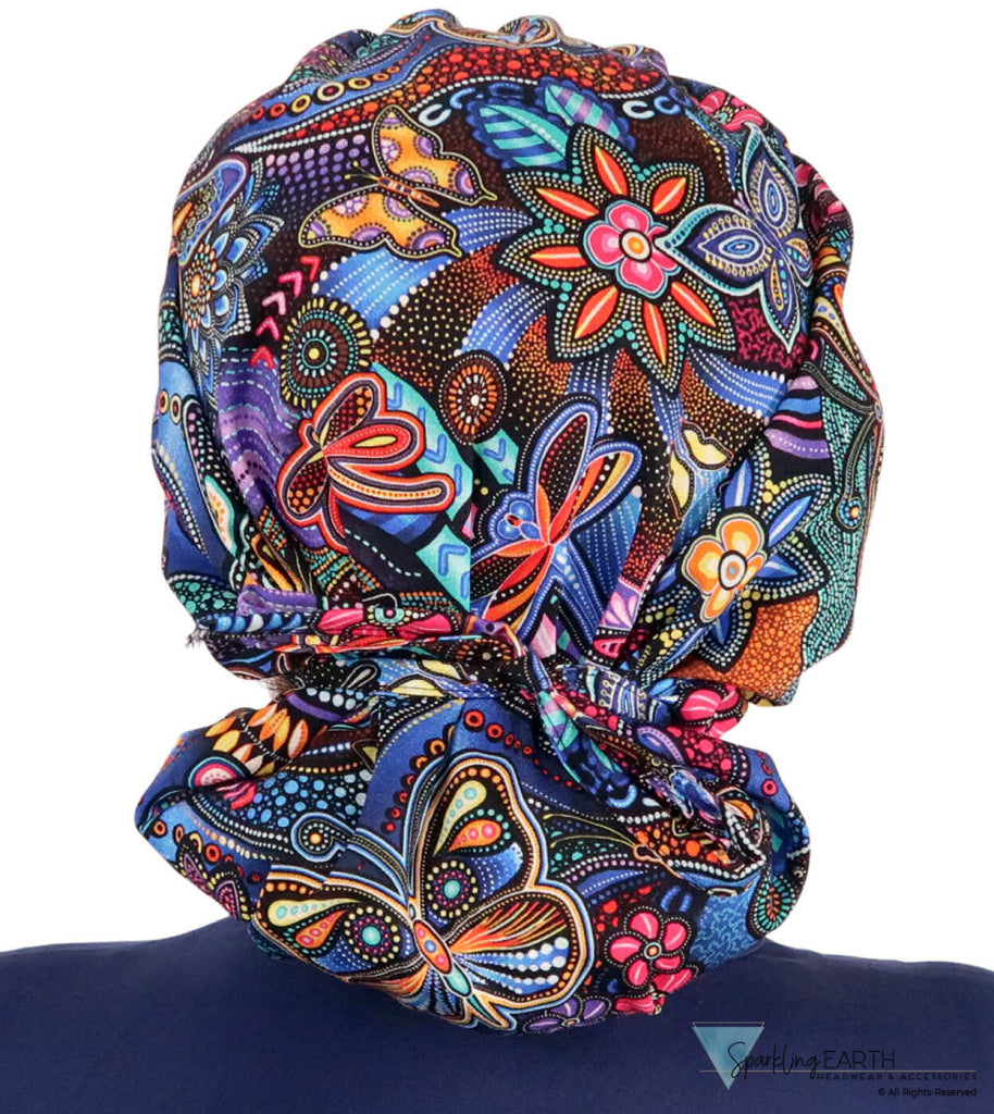 Stylish American Made Banded Bouffant Ponytail Scrub Cap - Nighttime in the Garden SALE-Fall-2025