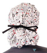 Stylish American Made Banded Bouffant Ponytail Scrub Cap - Playful Puppies with Black Ties Banded Bouffant Surgical