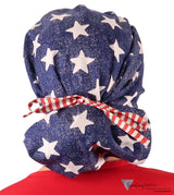 Stylish American Made Banded Bouffant Ponytail Scrub Cap - American Pride Banded Bouffant Surgical Scrub Caps