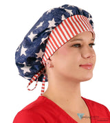Stylish American Made Banded Bouffant Ponytail Scrub Cap - American Pride Banded Bouffant Surgical Scrub Caps
