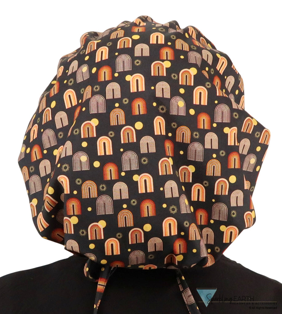 Stylish American Made Banded Bouffant Ponytail Scrub Cap - Radical Rainbows SALE-Fall-2025