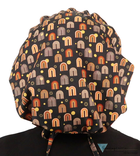 Stylish American Made Banded Bouffant Ponytail Scrub Cap - Radical Rainbows SALE-Fall-2025