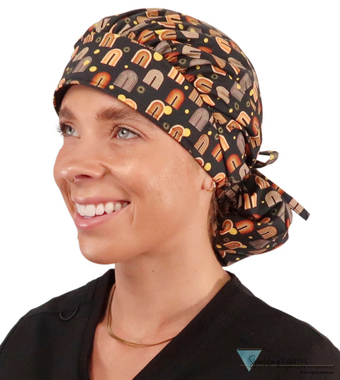 Stylish American Made Banded Bouffant Ponytail Scrub Cap - Radical Rainbows SALE-Fall-2025