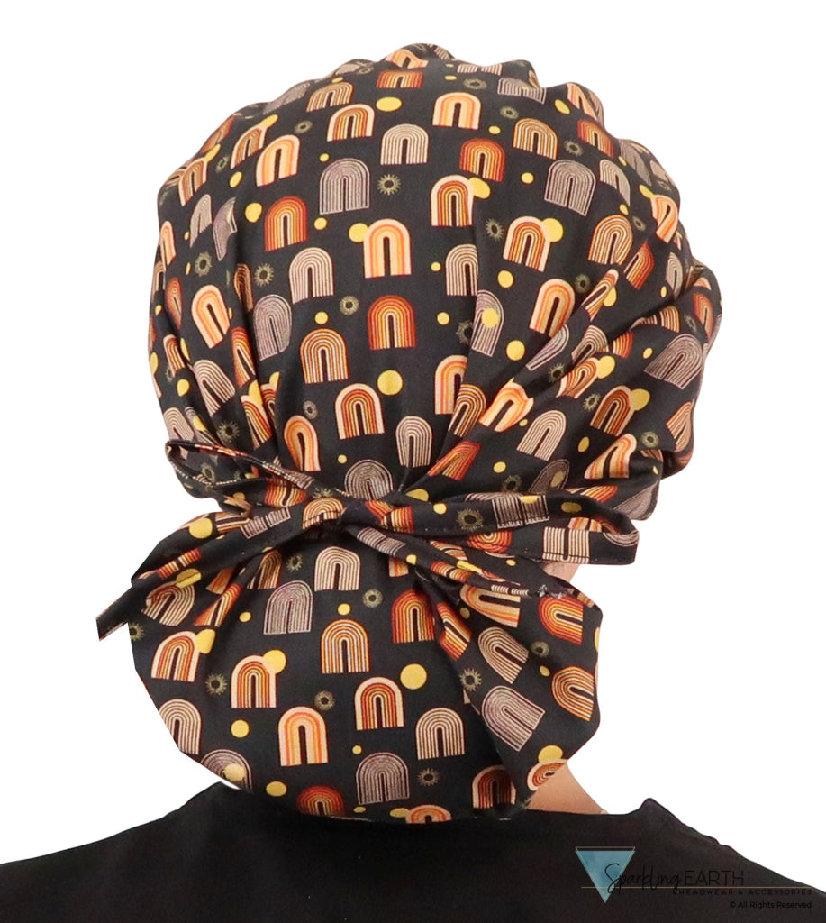 Stylish American Made Banded Bouffant Ponytail Scrub Cap - Radical Rainbows SALE-Fall-2025