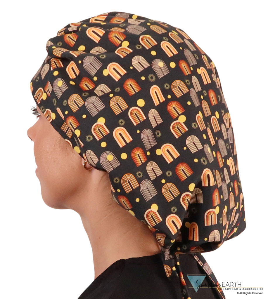 Stylish American Made Banded Bouffant Ponytail Scrub Cap - Radical Rainbows SALE-Fall-2025