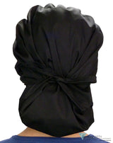 Stylish American Made Banded Bouffant Ponytail Scrub Cap - Solid Black Banded Bouffant Surgical Scrub Caps