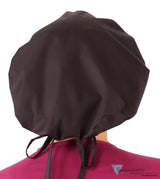 Stylish American Made Banded Bouffant Ponytail Scrub Cap - Solid Black Banded Bouffant Surgical Scrub Caps