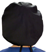 Stylish American Made Banded Bouffant Ponytail Scrub Cap - Solid Black Banded Bouffant Surgical Scrub Caps