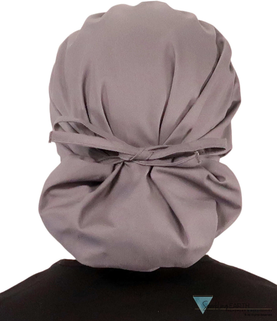 Stylish American Made Banded Bouffant Ponytail Scrub Cap - Solid Grey SALE-Fall-2025