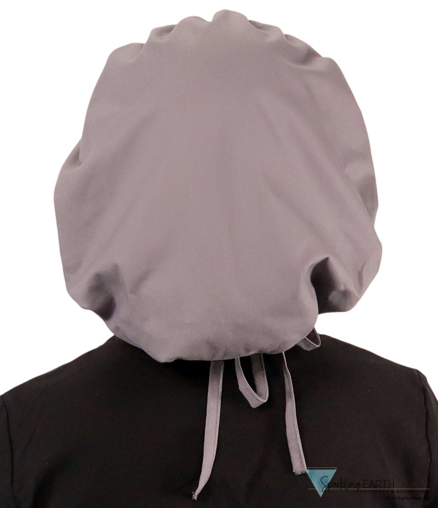 Stylish American Made Banded Bouffant Ponytail Scrub Cap - Solid Grey SALE-Fall-2025