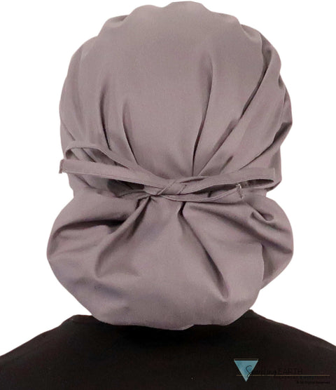 Stylish American Made Banded Bouffant Ponytail Scrub Cap - Solid Grey Banded Bouffant Surgical Scrub Caps