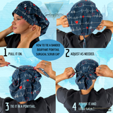 Stylish American Made Banded Bouffant Ponytail Scrub Cap - Precious Posies Banded Bouffant Surgical Scrub Caps