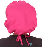 Stylish American Made Banded Bouffant Ponytail Scrub Cap - Solid Hot Pink Banded Bouffant Surgical Scrub Caps