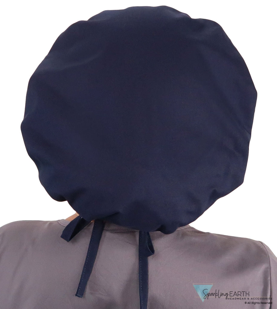 Stylish American Made Banded Bouffant Ponytail Scrub Cap - Solid Navy SALE-Fall-2025