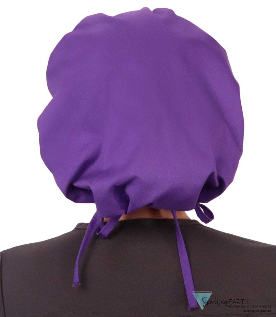 Stylish American Made Banded Bouffant Ponytail Scrub Cap - Solid Purple SALE-Fall-2025